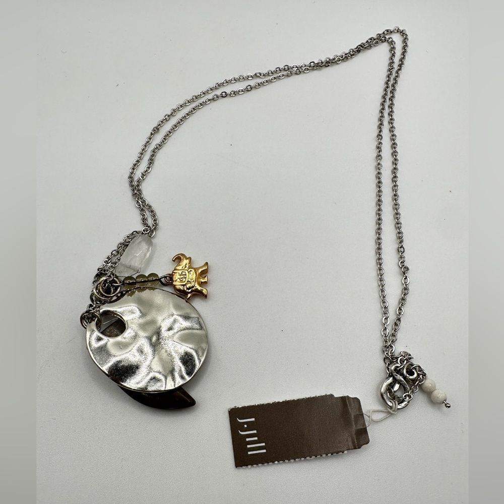 STILL WITH TAG! J.Jill 30" silver toned necklace with charms as pendants!